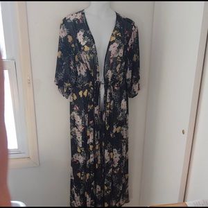 Sheer floral swim cover up